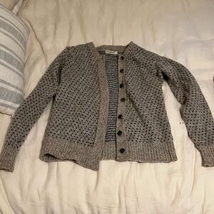 L.L. Bean Textured Brown Cardigan Sweater Vintage